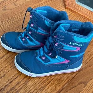 Merrell Kids' Snowbank Waterproof Blue and Teal Snow Boots size US 5M